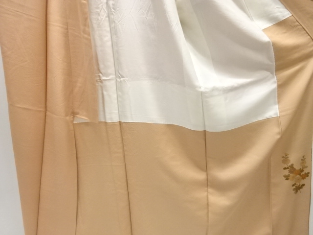  草花に鴛鴦模様一つ紋訪問着